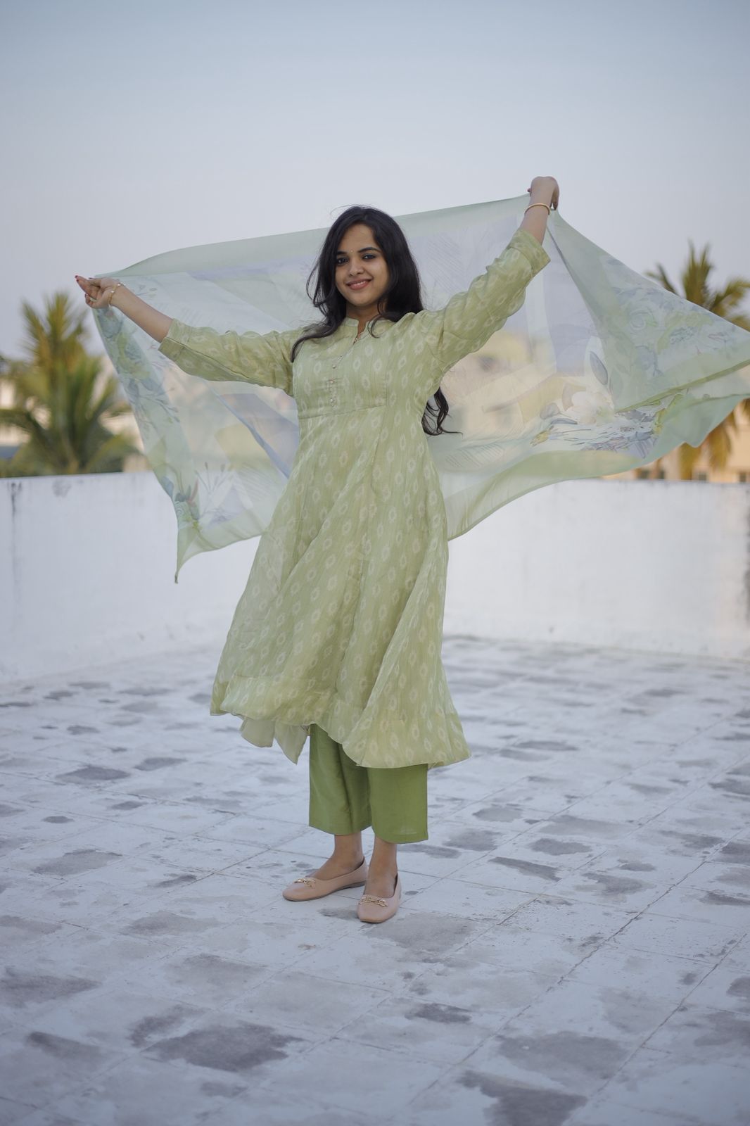 pastel green anarkali