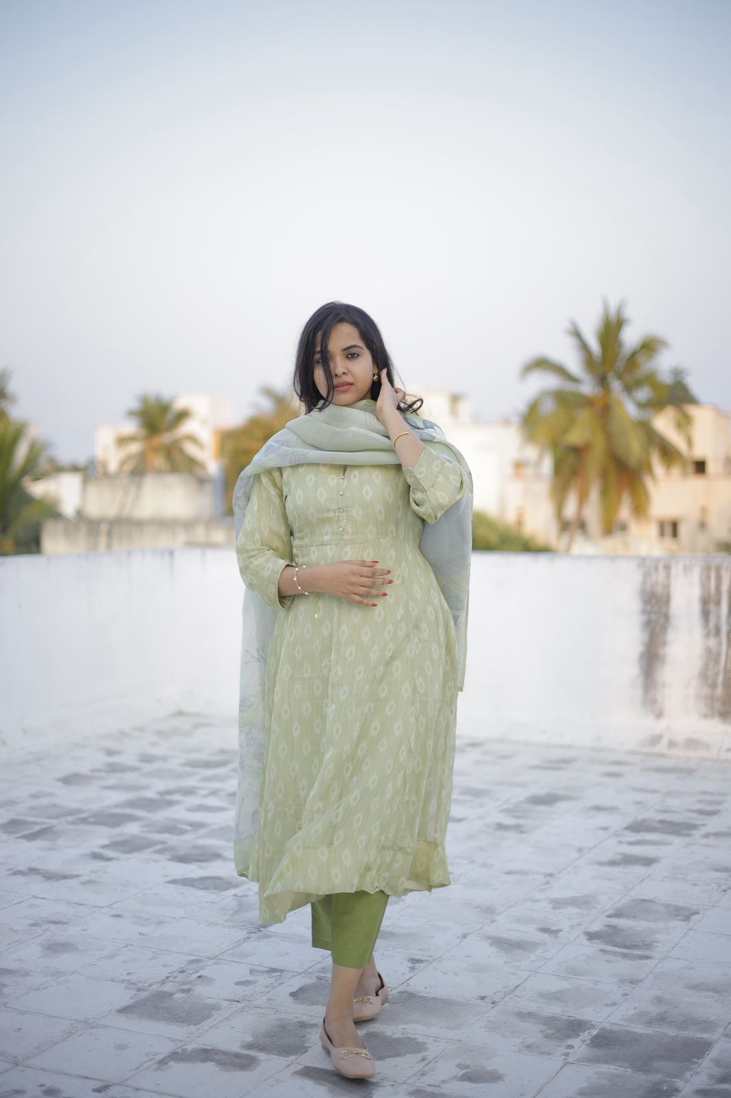 pastel green anarkali - Image 6